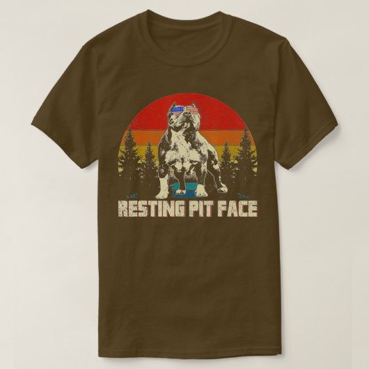 Vintage Pitbull Resting Pit FaceFunny Pitbull Love Tシャツ (デザイン正面)