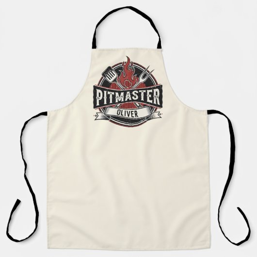 Vintage Pitmaster BBQ Logo Personalized エプロン (正面)