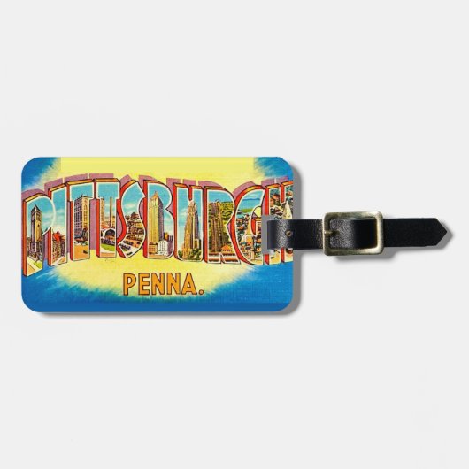 Vintage Pittsburgh Postcard Luggage Tag ラゲッジタグ (正面横)