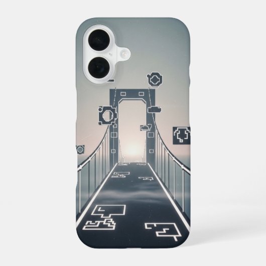 Vintage Pixel-Arcade Mystic Bridge iPhone 16ケース (裏面)