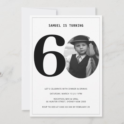 Vintage Plaid 60th Birthday Photo Invitation 招待状 (正面)