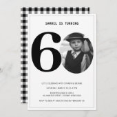 Vintage Plaid 60th Birthday Photo Invitation 招待状 (正面/裏面)