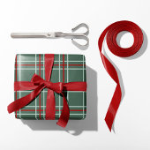Vintage Plaid Christmas Wrapping Paper - Sage ラッピングペーパー