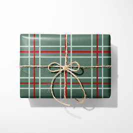 Vintage Plaid Christmas Wrapping Paper - Sage ラッピングペーパー