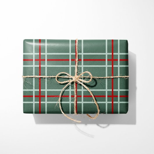 Vintage Plaid Christmas Wrapping Paper - Sage ラッピングペーパー