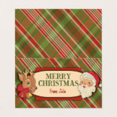 Vintage Plaid Merry Christmas Treat Bag Topper 名刺 (外部フラット)