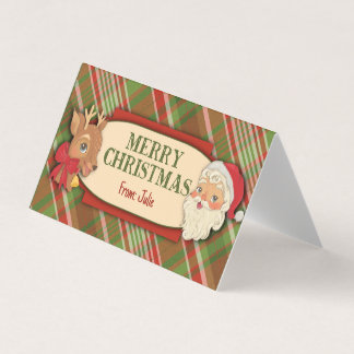 Vintage Plaid Merry Christmas Treat Bag Topper 名刺
