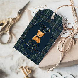 Vintage Plaid Teddy Bear Baby Shower Gift Tags  ギフトタグ