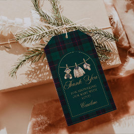 Vintage Plaid Teddy Bear Baby Shower Gift Tags  ギフトタグ