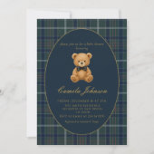 Vintage Plaid Teddy Bear Baby Shower Invitation 招待状 (正面)