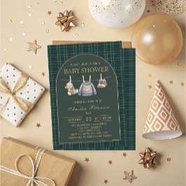 Vintage plaid teddy bear Polo Luxury baby shower 招待状