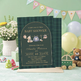 Vintage plaid teddy bear Polo Luxury baby shower 招待状