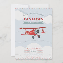 Vintage Planes Invitation for Birthday Party Retro 招待状