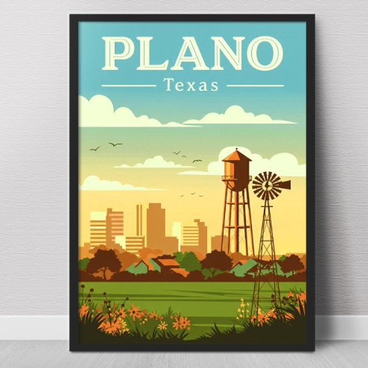 Vintage Plano Texas ポスター