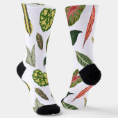 Vintage Plant Leaf Novelty Socks - White ソックス (傾斜あり)