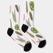 Vintage Plant Leaf Novelty Socks - White ソックス (右)