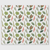 Vintage Plant Leaf Novelty Wrapping Paper - White ラッピングペーパー (フラット)