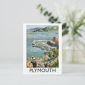 Vintage Plymouth England Travel Poster ポストカード (スタンド正面)