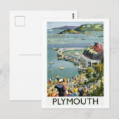 Vintage Plymouth England Travel Poster ポストカード (正面/裏面)