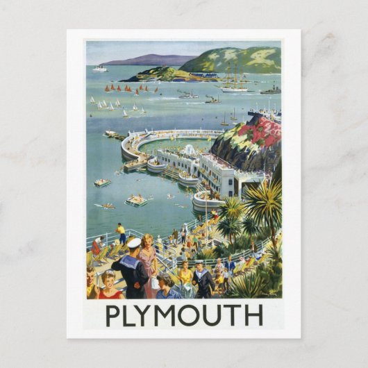 Vintage Plymouth England Travel Poster ポストカード (正面)