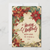Vintage Poinsettia Christmas シーズンカード (正面)