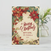 Vintage Poinsettia Christmas シーズンカード (スタンド正面)