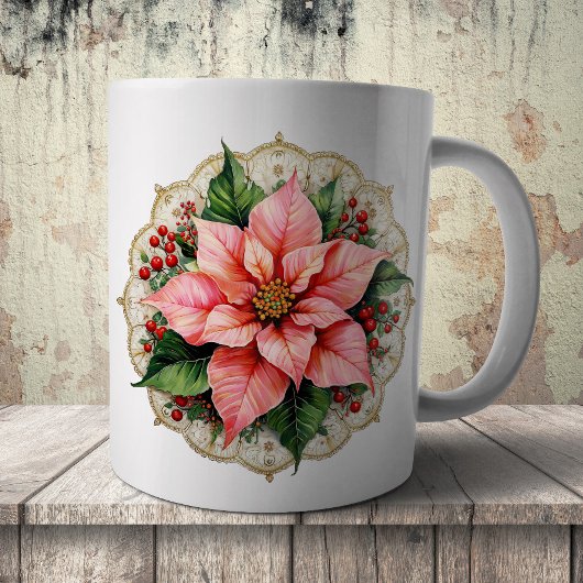 Vintage Poinsettia Doily コーヒーマグカップ