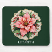 Vintage Poinsettia Floral マウスパッド (正面)