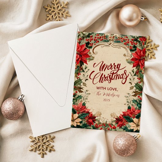 Vintage Poinsettia Holiday シーズンカード