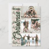 Vintage Poinsettias Merry Christmas Photo シーズンカード (正面)