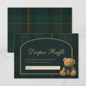 Vintage Polo Plaid Teddy Bear Diaper Raffle エンクロージャーカード (正面/裏面)