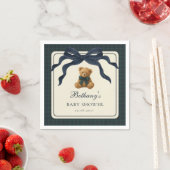 Vintage Polo Plaid Teddy Bear Navy Bow スタンダードカクテルナプキン (インサイチュ)