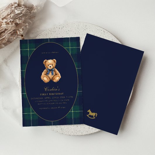 Vintage Polo Teddy Bear Birthday Party Invitation 招待状
