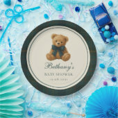Vintage Polo Teddy Bear Boy Baby Shower ペーパープレート (パーティー)