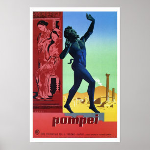 Vintage Pompeii Italian travel ポスター
