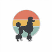 Vintage Poodle Sunset Retro Dog Silhouette Circle  シール (正面)