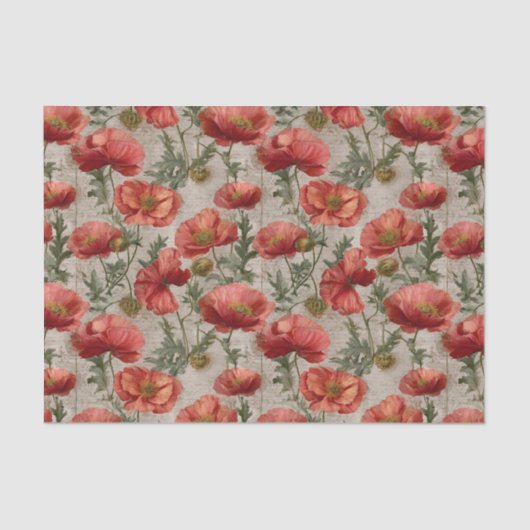 Vintage Poppies Decoupage 薄葉紙 (正面)