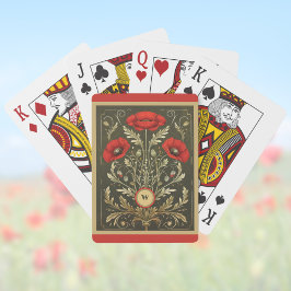 Vintage Poppies Gold Red Art Nouveau Monogram トランプ