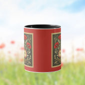 Vintage Poppies Gold Red Art Nouveau Monogram マグカップ