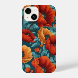 Vintage Poppy Floral Seamless Pattern iPhone 14ケース