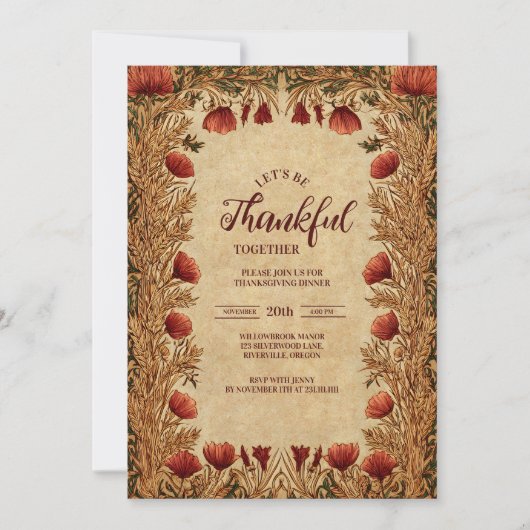 Vintage Poppy Harvest Celebration 招待状 (正面)