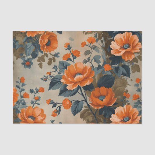 Vintage Poppy Orange Large Decoupage 薄葉紙 (正面)