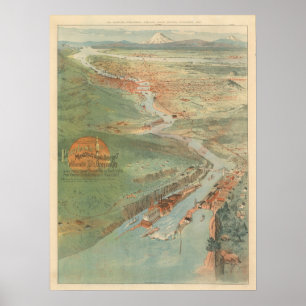 Vintage Portland Illustration Poster ポスター
