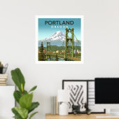 Vintage Portland Oregon ポスター (ホームオフィス)