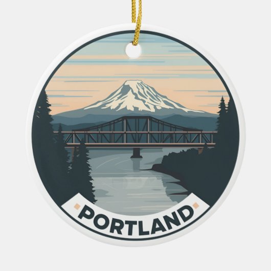Vintage Portland Oregon Mount Hood セラミックオーナメント (正面)