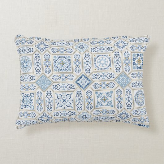 Vintage Portugal Azulejo traditional アクセントクッション (正面)