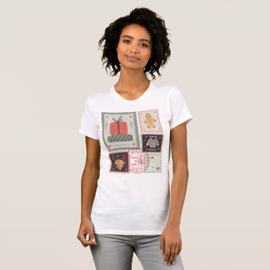 Vintage Postage Stamp Christmas Icon  Tシャツ (正面フル)