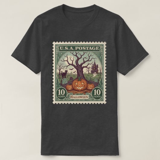 Vintage Postage Stamp Halloween Tシャツ (デザイン正面)