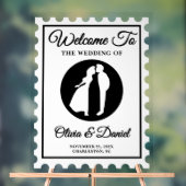 Vintage Postage Stamp Wedding Welcome アクリルサイン (ニュートラル)
