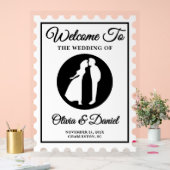 Vintage Postage Stamp Wedding Welcome アクリルサイン (ウェディング)